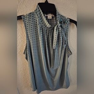 Liz Claiborne Teal Patterned Sleeveless Blouse